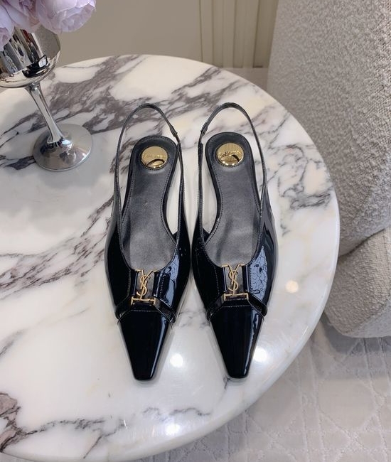 Yves Saint Laurent YSL Pointed-Toe Open-Back High-Heeled Shoes