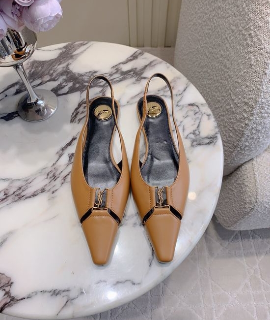 Yves Saint Laurent YSL Pointed-Toe Open-Back High-Heeled Shoes