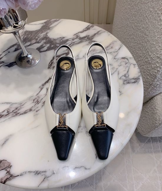 Yves Saint Laurent YSL Pointed-Toe Open-Back High-Heeled Shoes