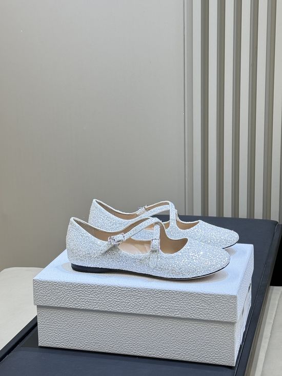 Christian Dior Glitter Platform Mary Jane Shoes With Crisscross Straps
