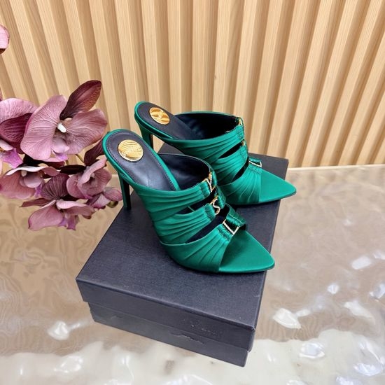 Yves Saint Laurent YSL Elegant High-Heeled Mules with Logo Accent