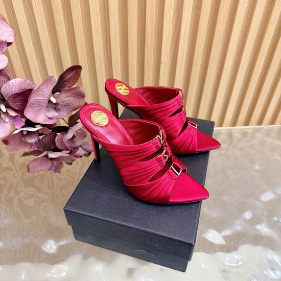 Yves Saint Laurent YSL Elegant High-Heeled Mules with Logo Accent