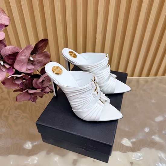 Yves Saint Laurent YSL Elegant High-Heeled Mules with Logo Accent