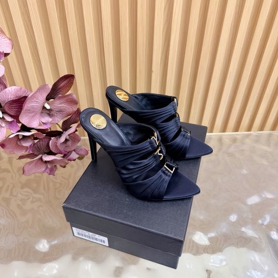 Yves Saint Laurent YSL Elegant High-Heeled Mules with Logo Accent