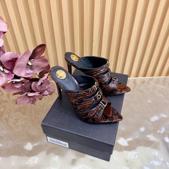 Yves Saint Laurent YSL Elegant High-Heeled Mules with Logo Accent