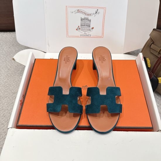 Hermes Wedge Slide Sandals Premium Leather 5cm Heel Comfort