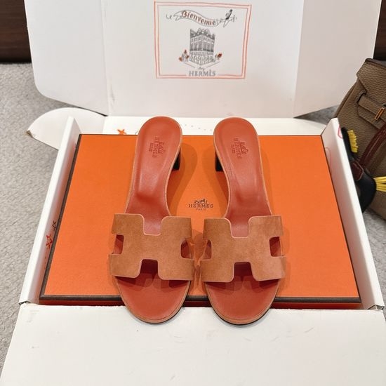 Hermes Wedge Slide Sandals Premium Leather 5cm Heel Comfort