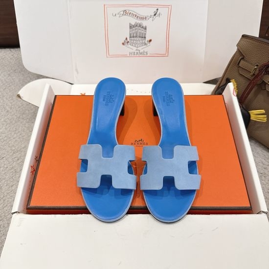 Hermes Wedge Slide Sandals Premium Leather 5cm Heel Comfort