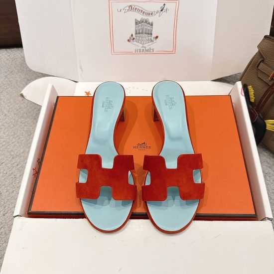 Hermes Wedge Slide Sandals Premium Leather 5cm Heel Comfort