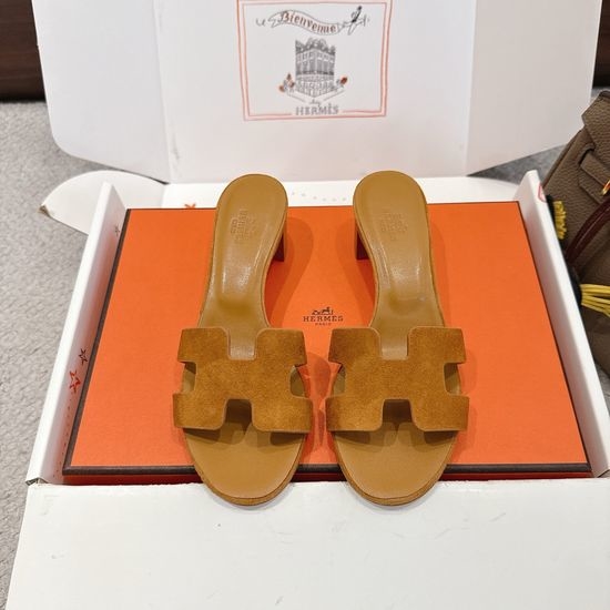 Hermes Wedge Slide Sandals Premium Leather 5cm Heel Comfort