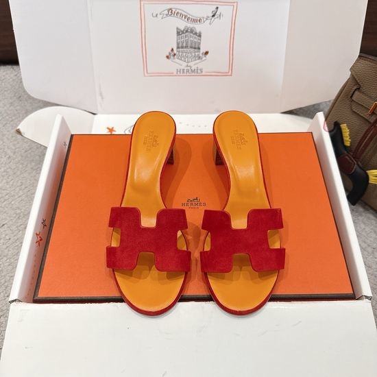 Hermes Wedge Slide Sandals Premium Leather 5cm Heel Comfort