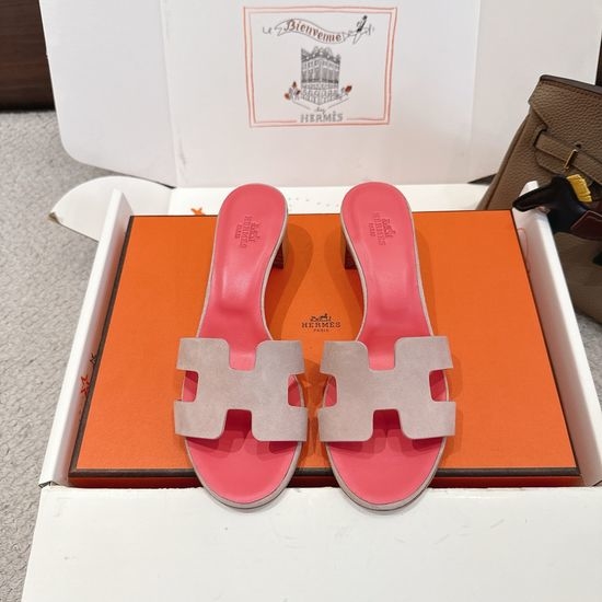 Hermes Wedge Slide Sandals Premium Leather 5cm Heel Comfort