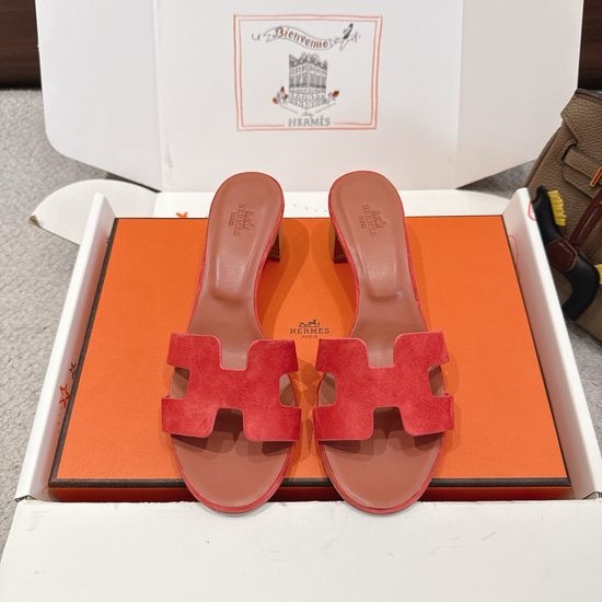 Hermes Wedge Slide Sandals Premium Leather 5cm Heel Comfort