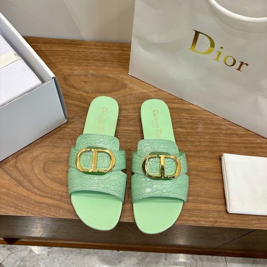 Christian Dior CD Embossed Pattern Open-toe Slip-on Flats