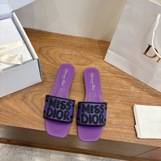 Christian Dior CD Color-block Slip-on Sandals with Embroidered Logo