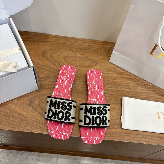 Christian Dior CD Color-block Slip-on Sandals with Embroidered Logo