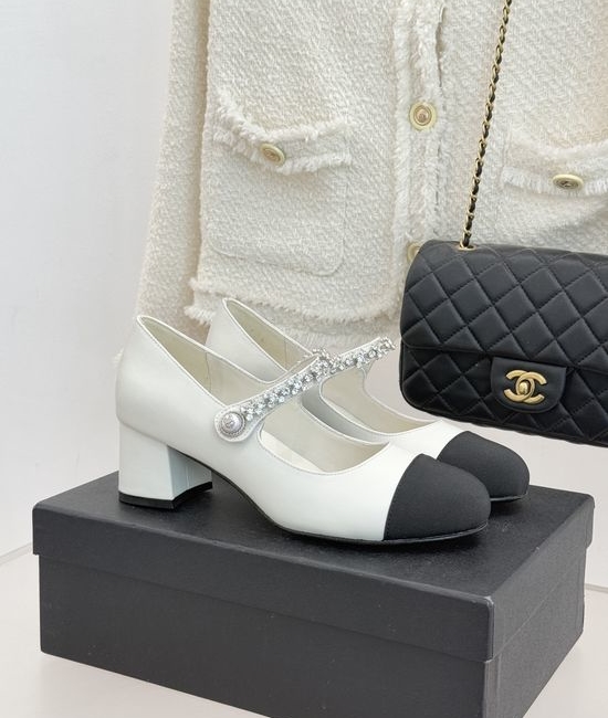 Chanel Color Block Rhinestone Mary Jane Shoes Elegant Comfortable