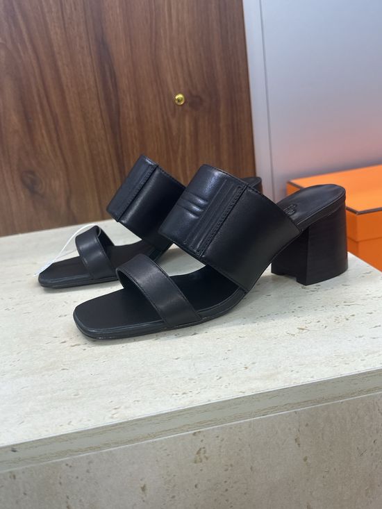 Hermes Chunky Heel Color-block Square Toe Jelly Sandals