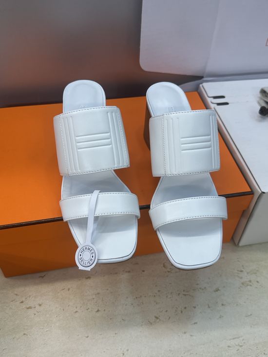 Hermes Chunky Heel Color-block Square Toe Jelly Sandals