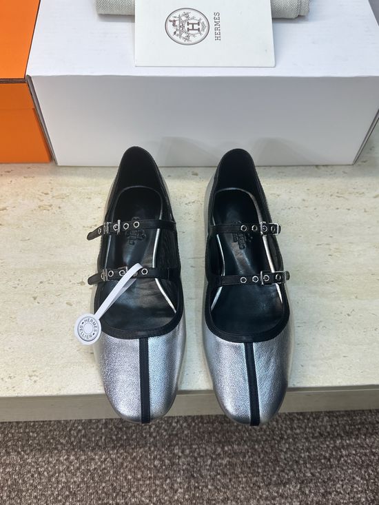 Hermes Color-block Ballets Flat Mary Jane Loafers