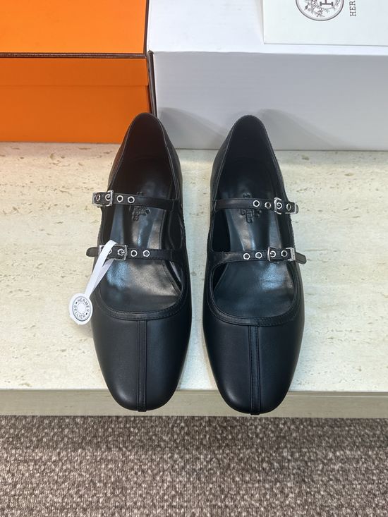 Hermes Color-block Ballets Flat Mary Jane Loafers