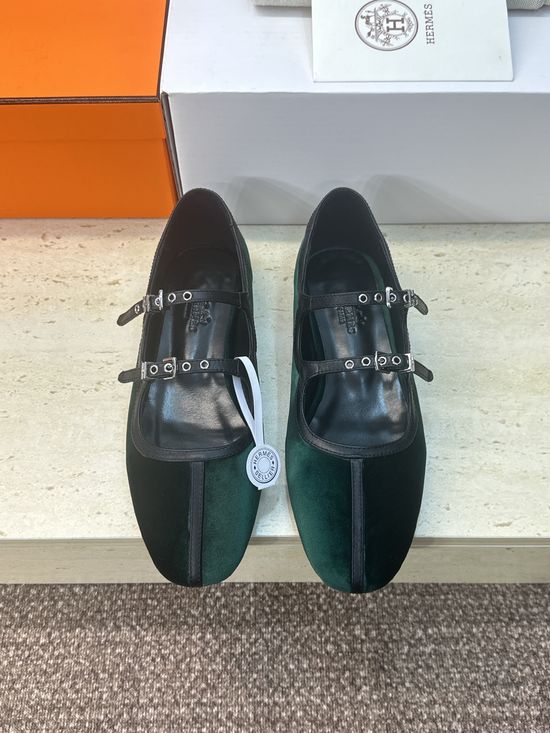 Hermes Color-block Ballets Flat Mary Jane Loafers