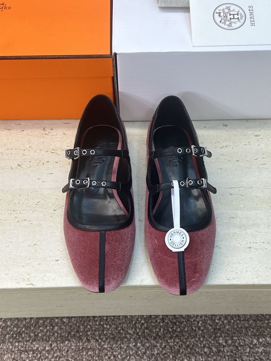 Hermes Color-block Ballets Flat Mary Jane Loafers