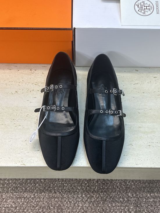 Hermes Color-block Ballets Flat Mary Jane Loafers