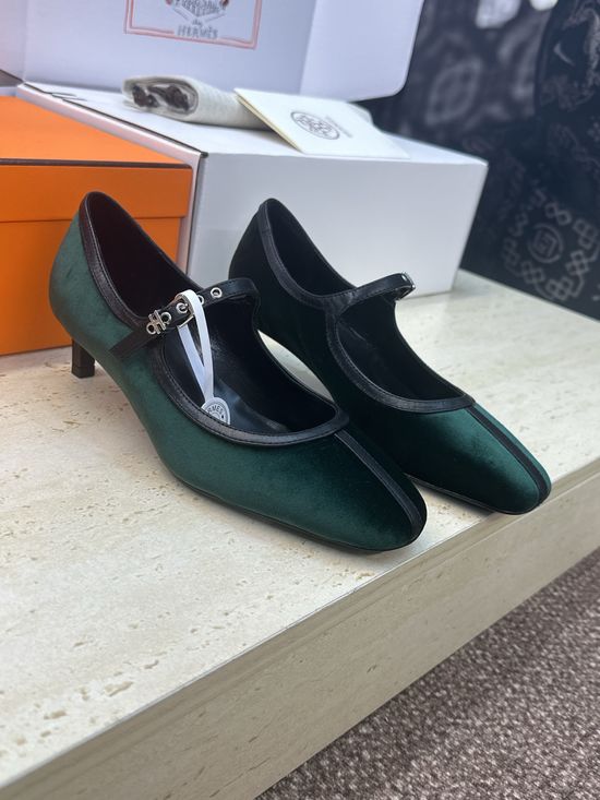 Hermes Custom-Made Color-Block Ballet Flat Shoes with Logo Buckle