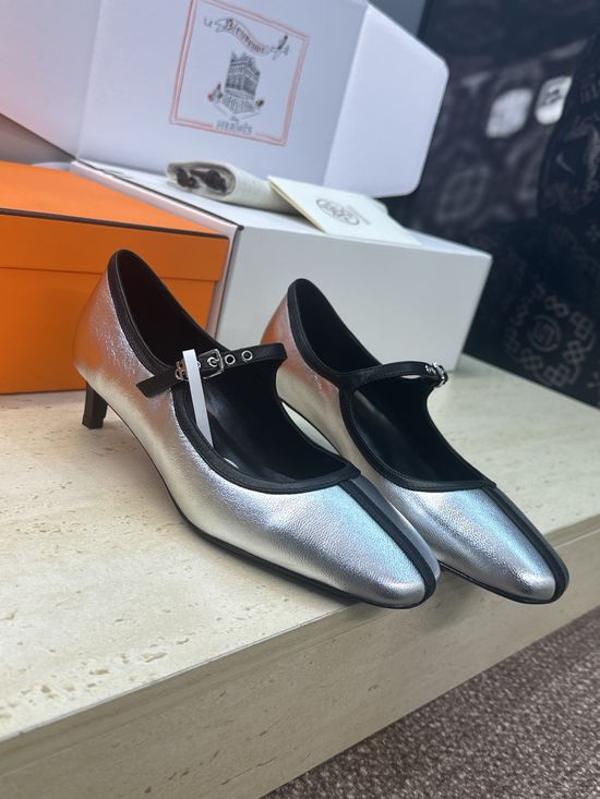 Hermes Custom-Made Color-Block Ballet Flat Shoes with Logo Buckle
