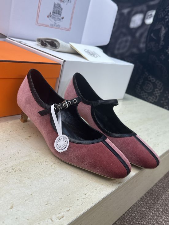 Hermes Custom-Made Color-Block Ballet Flat Shoes with Logo Buckle