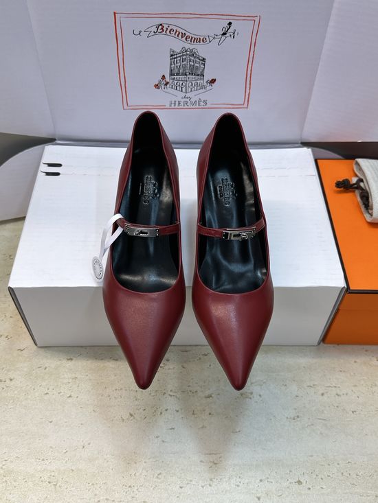 Hermes Kelly Buckle Pointed Toe High-Heeled Fashion Shoes