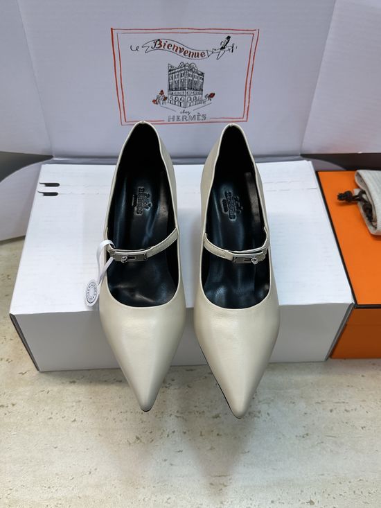 Hermes Kelly Buckle Pointed Toe High-Heeled Fashion Shoes