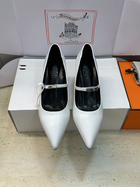 Hermes Kelly Buckle Pointed Toe High-Heeled Fashion Shoes