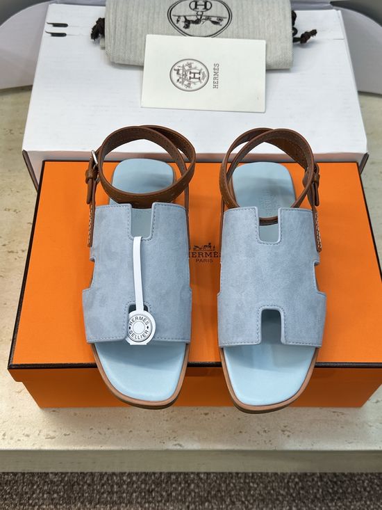 Hermes Color Block Flip-Flops with Round Toe and Flat Heel
