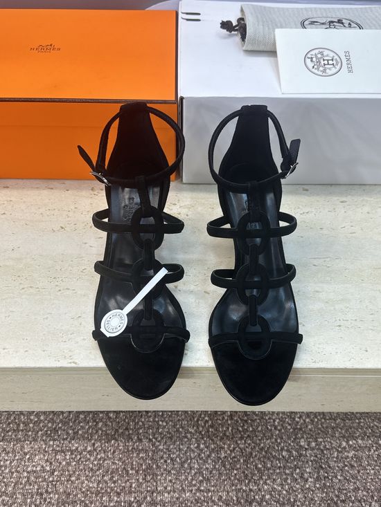Hermes Chain Pattern High Heel Open Toe Slingback