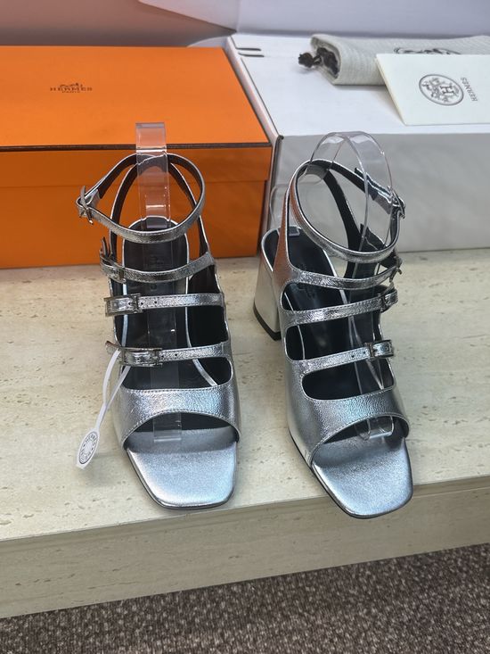 Hermes Elegant High-Heeled Color Block Roman Style Sandals