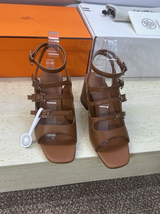 Hermes Elegant High-Heeled Color Block Roman Style Sandals