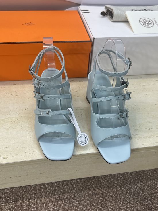 Hermes Elegant High-Heeled Color Block Roman Style Sandals