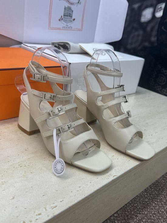 Hermes Elegant High-Heeled Color Block Roman Style Sandals