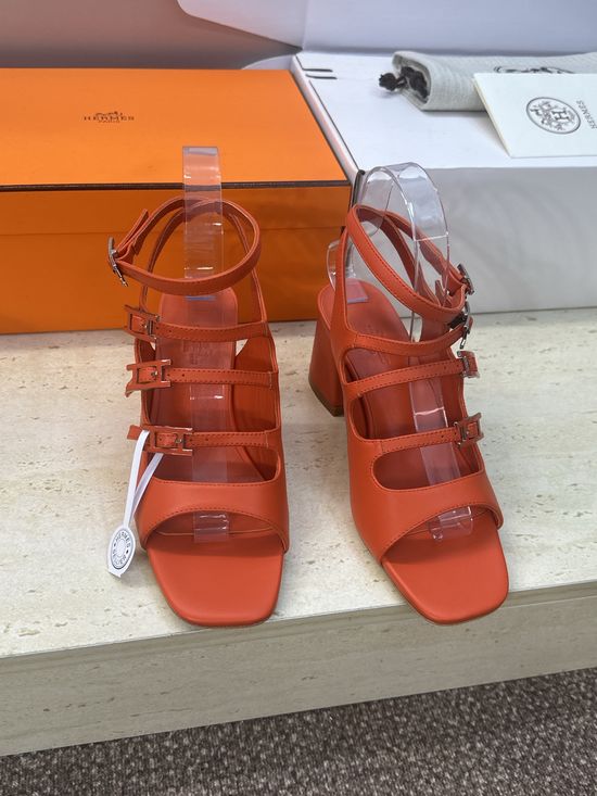 Hermes Elegant High-Heeled Color Block Roman Style Sandals