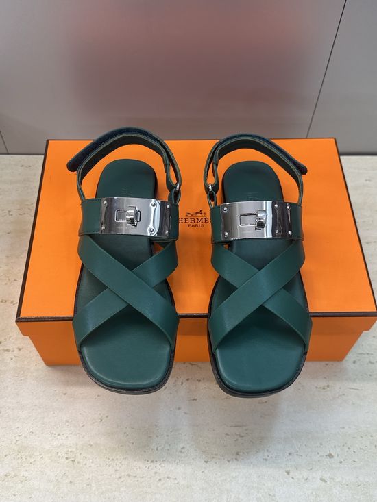 Hermes Kelly Buckle Magnetic Strap Color-Block Sandals