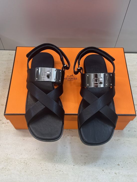 Hermes Kelly Buckle Magnetic Strap Color-Block Sandals