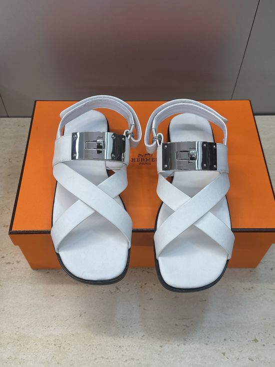 Hermes Kelly Buckle Magnetic Strap Color-Block Sandals