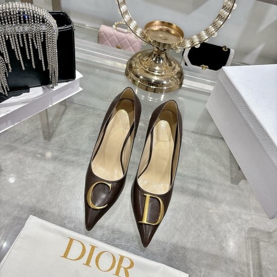 Christian Dior CD Pointed Toe Stiletto Pumps with Metal Buckle