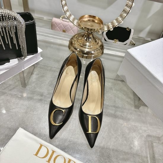 Christian Dior CD Pointed Toe Stiletto Pumps with Metal Buckle