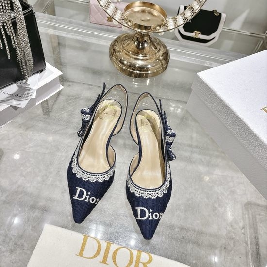Christian Dior CD Bow Accent Flat Square Toe Casual Shoes