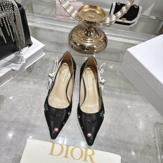 Christian Dior CD Bow Accent Flat Square Toe Casual Shoes
