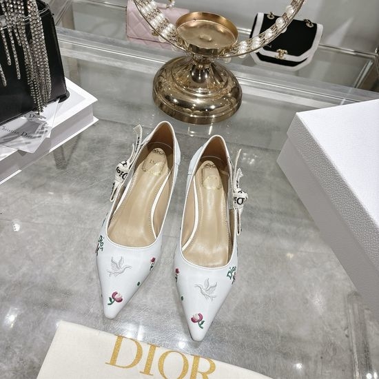 Christian Dior CD Bow Accent Flat Square Toe Casual Shoes