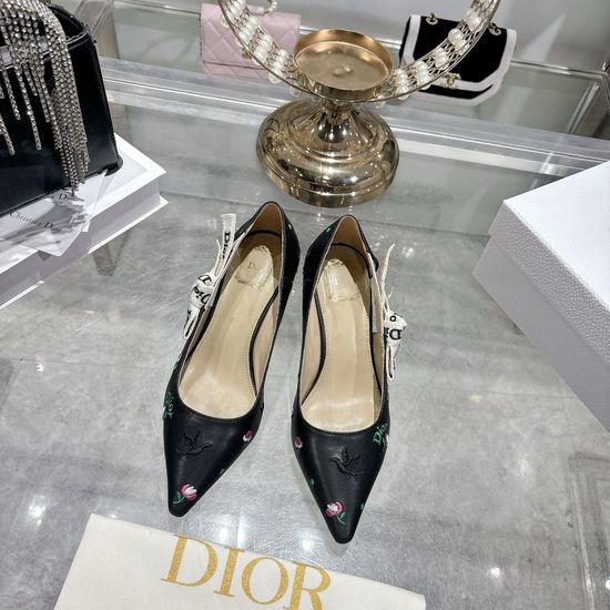 Christian Dior CD Bow Detail Low Heel Square Toe Dress Shoes